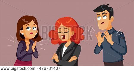 Fake Friends Congratulating Their Colleague For Promotion At Work Vector Cartoon Illustration