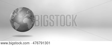 Concrete World Globe Isolated On White Background. Symbol Of Devitalized Earth. 3d Illustration. Hor