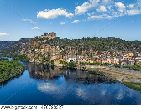 Miravet Village And Ebro River. Province Of Tarragona. Spain. Miravet Is One Of The Most Charming Vi