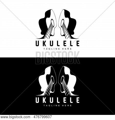 Minimalist Ukulele Music Logo Design, Ukulele Guitar Vector. Ukelele Logo Design