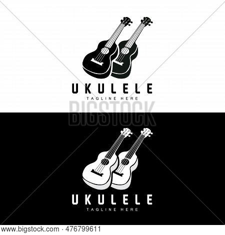 Minimalist Ukulele Music Logo Design, Ukulele Guitar Vector. Ukelele Logo Design
