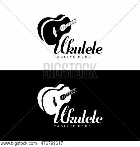 Minimalist Ukulele Music Logo Design, Ukulele Guitar Vector. Ukelele Logo Design