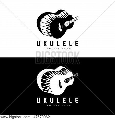 Minimalist Ukulele Music Logo Design, Ukulele Guitar Vector. Ukelele Logo Design