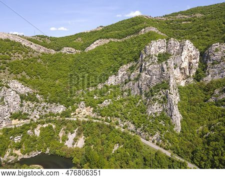 Aerial View Of Iskar River Gorge Near Town Of Lyutibrod, Bulgaria