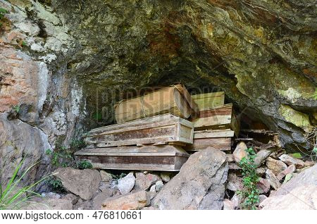 Sarcophagus In A Cave Near Sagada, Philippines