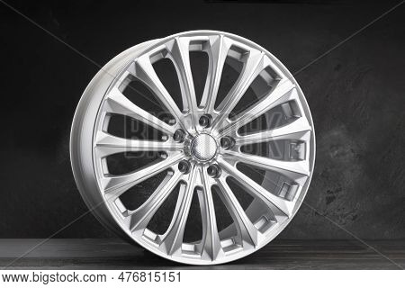 Beautiful Multipath Alloy Wheel 18 Diameter Silver Color On A Dark Background. Tuning Auto Parts For