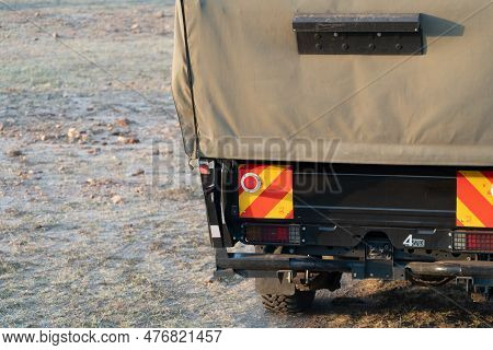 Kenya, Africa - March 8, 2023: End Bumper Back View Of A 4wd 4x4 Safari Vehicle In The Masaai Mara