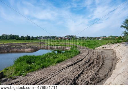 Muddy Banks With Sand And Clay At The Banks Of The River Durme, Temse, Flanders, Belgium