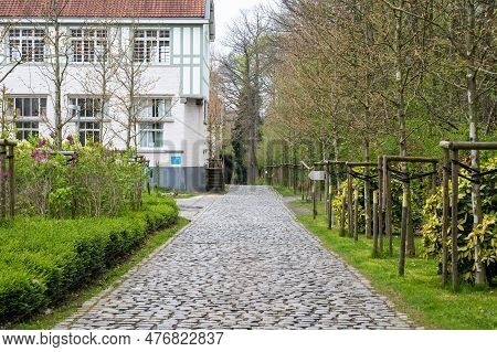 Uccle, Brussels Capital Region, Belgium - May 10, 2023 - Facade And Garden Of The Fond Roy Vronerode