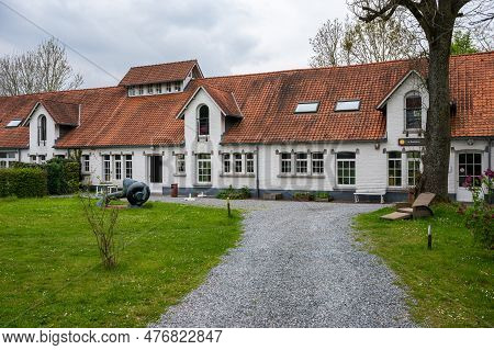 Uccle, Brussels Capital Region, Belgium - May 10, 2023 - Facade And Garden Of The Fond Roy Vronerode