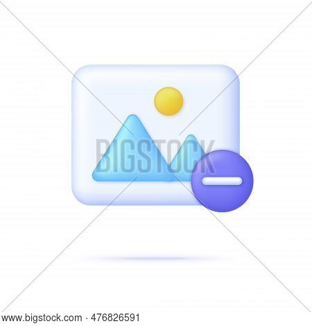 3d Picture With Minus Sign. Add Or Delete Image In Gallery. Picture, Jpg File, Photo Icon. Gallery I