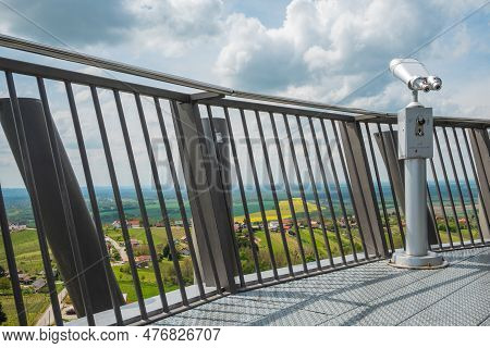 Lendava, Slovenia, 1 May 2023: Vinarium Tower In Lendava, With Beautiful View On Vineyards.