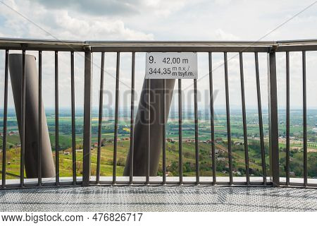 Lendava, Slovenia, 1 May 2023: Vinarium Tower In Lendava, With Beautiful View On Vineyards.