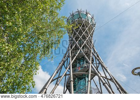 Lendava, Slovenia, 1 May 2023: Vinarium Tower In Lendava, With Beautiful View On Vineyards.