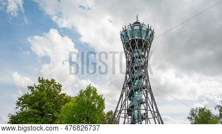 Lendava, Slovenia, 1 May 2023: Vinarium Tower In Lendava, With Beautiful View On Vineyards.