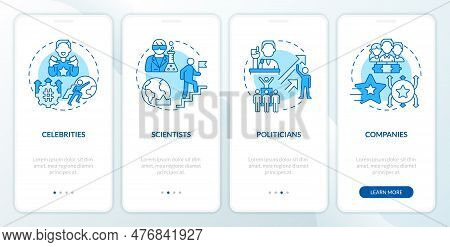 Trend Setters Blue Onboarding Mobile App Screen. Public Relation Walkthrough 4 Steps Editable Graphi