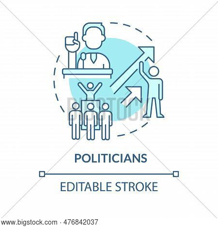 Politicians Turquoise Concept Icon. Social Issue. Raising Awareness. Trend Setter. Influence People.