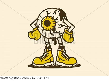 Mascot Character Illustration Design Of A Eye Ball In A Cocky Style