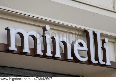 Bordeaux , Aquitaine  France - 05 15 2023 : Minelli Sign Text And Logo Brand On Shoes Shop Facade En