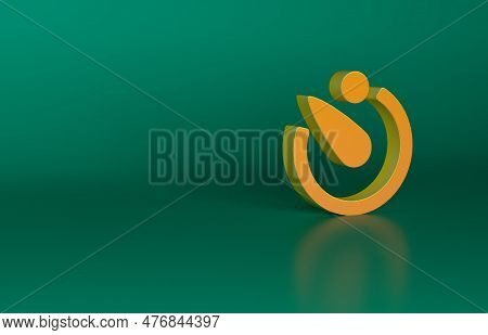 Orange Camera Timer Icon Isolated On Green Background. Photo Exposure. Stopwatch Timer Seconds. Mini