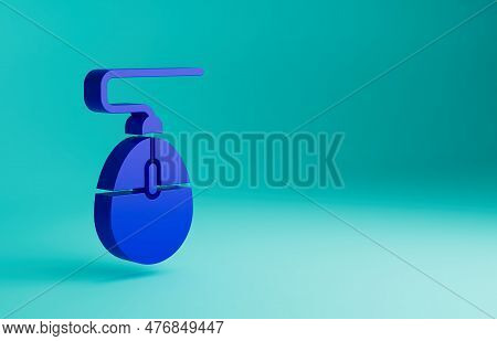Blue Computer Mouse Gaming Icon Isolated On Blue Background. Optical With Wheel Symbol. Minimalism C