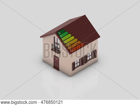 Building Energy Class - Isometric View - 3d Illustration