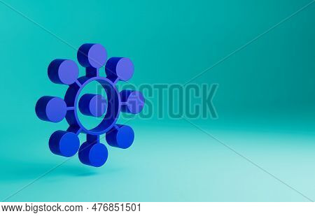 Blue Virus Icon Isolated On Blue Background. Corona Virus 2019-ncov. Bacteria And Germs, Cell Cancer