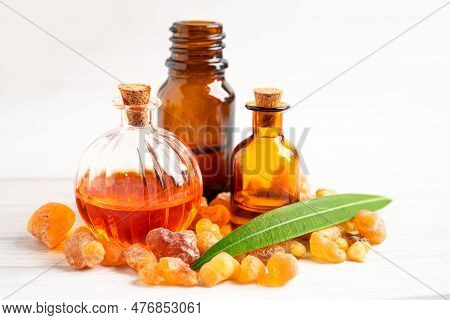Frankincense Or Olibanum Aromatic Resin Isolated On White Background Used In Incense And Perfumes.