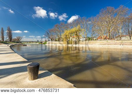 View Of Gyor With River Raba, Hungary.