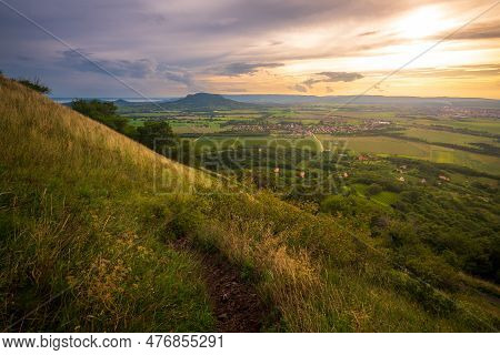 View From Csobanc At The Sunset Time In Balaton Highlands, Hungary.
