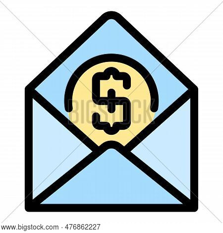 Envelope Money Icon. Outline Envelope Money Vector Icon For Web Design Isolated On White Background 