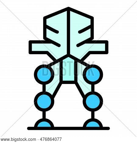 Artificial Exoskeleton Icon Outline Vector. Robot Suit. Body Tech Color Flat