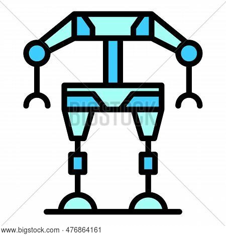 Exosuit Icon Outline Vector. Exoskeleton Suit. Robot Man Color Flat