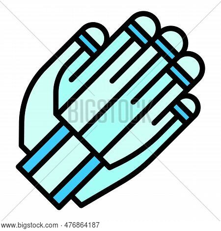 Exosuit Hand Icon Outline Vector. Robot Suit. Human Future Color Flat