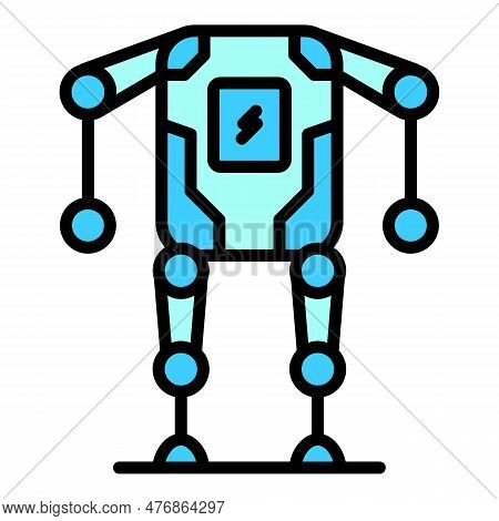 Charging Exoskeleton Icon Outline Vector. Robot Suit. Wearable Body Color Flat