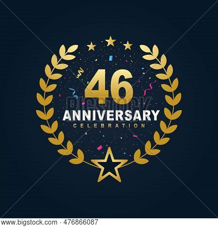 46 Anniversary Celebration Design, Luxurious Golden Color 46 Years Anniversary Design.