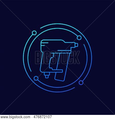 Nailer, Pneumatic Nail Gun Icon, Linear Design