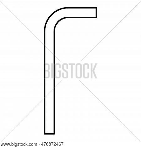 Hex Key Hex Key Wrenche Tool Fixing Concept Contour Outline Line Icon Black Color Vector Illustratio