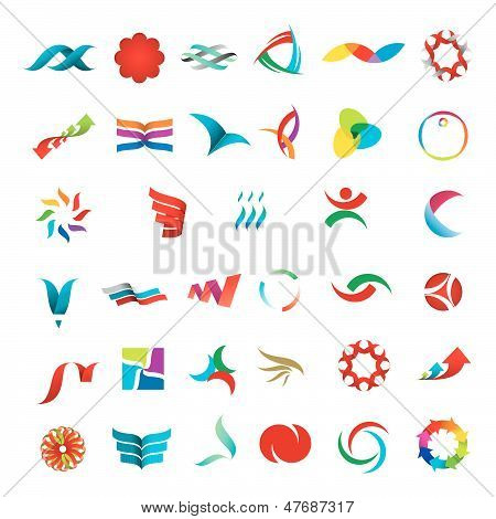 Colección versátil de vario color estilizada iconos abstractos