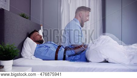 Man With Sleep Paralysis And Sleepwalking At Night