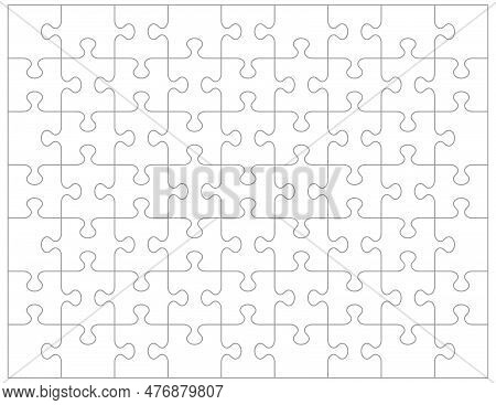 Jigsaw Puzzle Blank Template Or Cutting Guidelines Of 63  Transparent Pieces. Classic Style Pieces A
