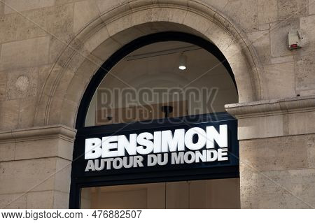Bordeaux , Aquitaine  France - 05 15 2023 : Bensimon Sign Text And Logo Brand On Wall Facade Entranc