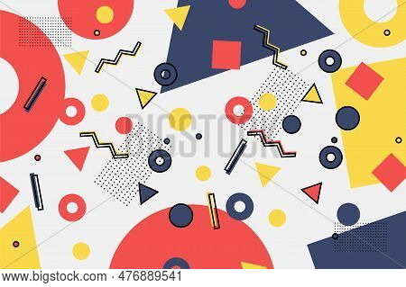 Colorful Memphisstyle Background. Geometric Design. Vector Illustration.