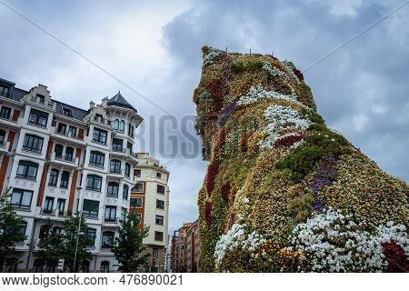 Bilbao - Spain - July 19, 2022 : Puppy, Jeff Koons, In Front Of The Guggenheim Museum