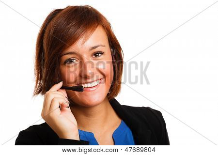 Retrato de una bella customer representative en trabajo