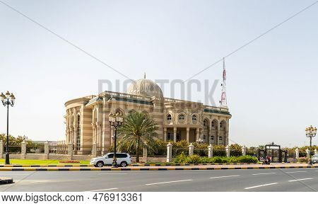 Sharjah, United Arab Emirates, March 17, 2023 : The Sharjah Public Library On The Cultural Square Ne