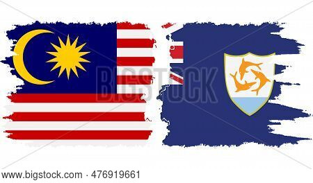 Anguilla And Malaysia Grunge Flags Connection, Vector