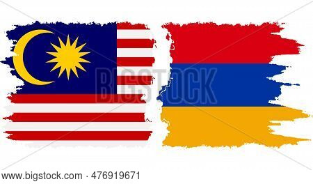 Armenia And Malaysia Grunge Flags Connection, Vector