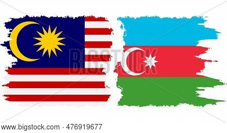 Azerbaijan And Malaysia Grunge Flags Connection, Vector