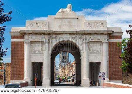 Ypres, Belgium - July 7, 2010 : Menen Gate (menenpoort). Iconic British War Memorial, Erected After 